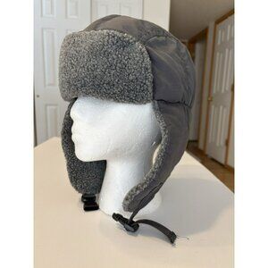 BioDomes Gray Microfiber Trapper Hat with Faux Fur Lining – Warm Winter Hat
